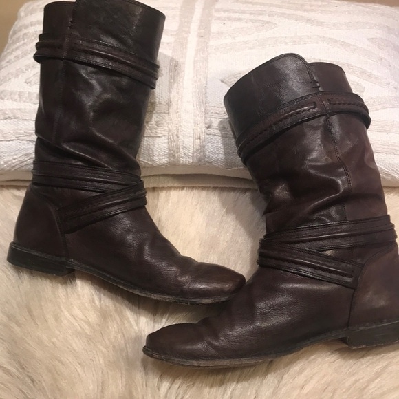 Frye Buckle Slouch Boots with Piping Detail - Picture 4 of 8